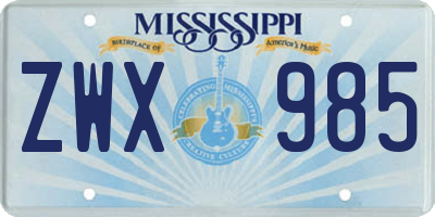 MS license plate ZWX985