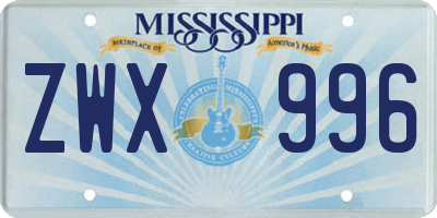 MS license plate ZWX996