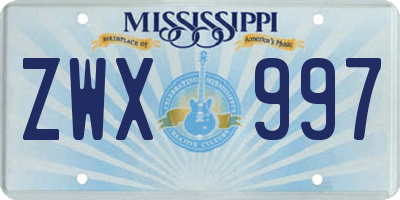 MS license plate ZWX997