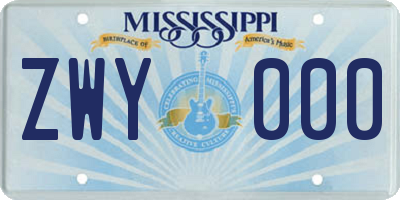 MS license plate ZWY000