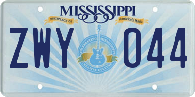 MS license plate ZWY044