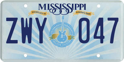 MS license plate ZWY047