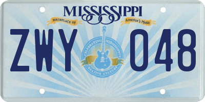 MS license plate ZWY048