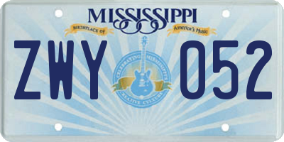 MS license plate ZWY052