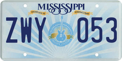 MS license plate ZWY053