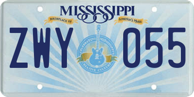 MS license plate ZWY055