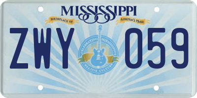 MS license plate ZWY059