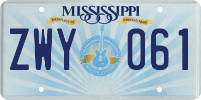 MS license plate ZWY061