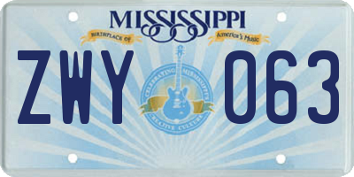 MS license plate ZWY063