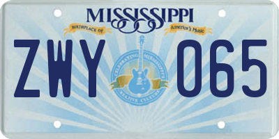 MS license plate ZWY065