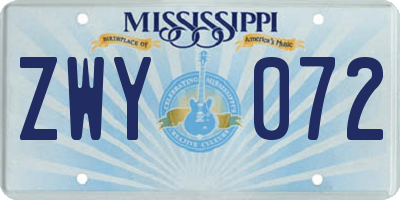 MS license plate ZWY072