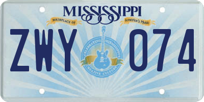MS license plate ZWY074