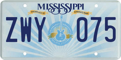 MS license plate ZWY075