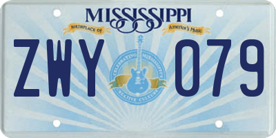 MS license plate ZWY079