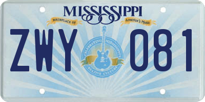 MS license plate ZWY081