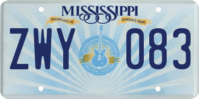 MS license plate ZWY083