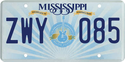 MS license plate ZWY085
