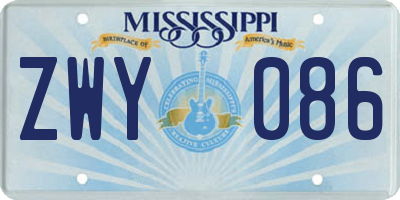 MS license plate ZWY086