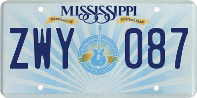 MS license plate ZWY087