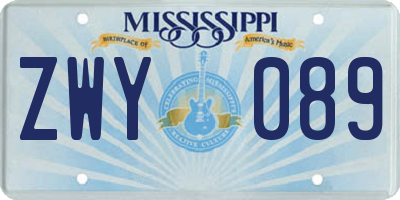 MS license plate ZWY089