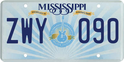 MS license plate ZWY090