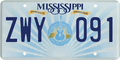 MS license plate ZWY091