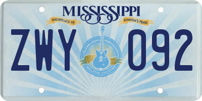 MS license plate ZWY092