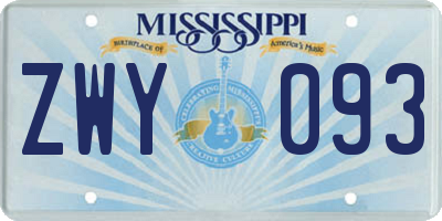 MS license plate ZWY093