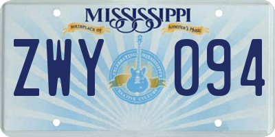 MS license plate ZWY094