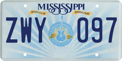 MS license plate ZWY097
