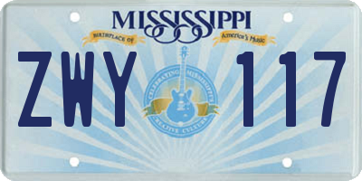 MS license plate ZWY117