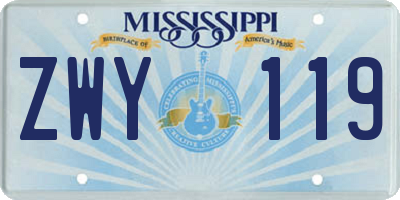 MS license plate ZWY119