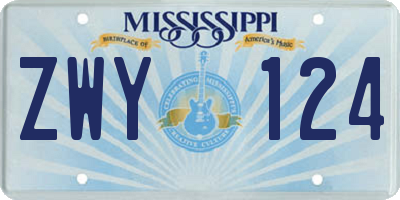 MS license plate ZWY124