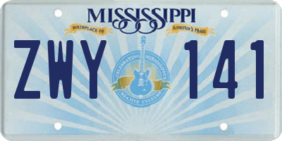 MS license plate ZWY141