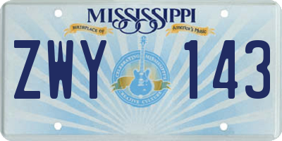 MS license plate ZWY143