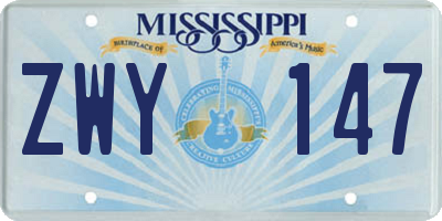 MS license plate ZWY147