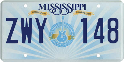 MS license plate ZWY148