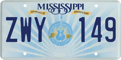 MS license plate ZWY149