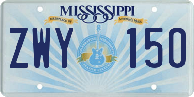 MS license plate ZWY150