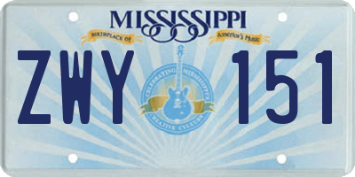 MS license plate ZWY151
