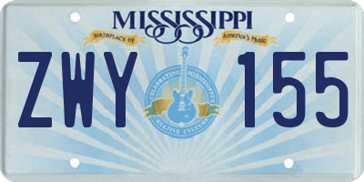 MS license plate ZWY155