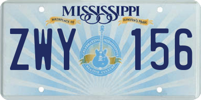 MS license plate ZWY156