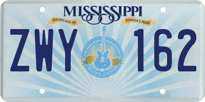 MS license plate ZWY162