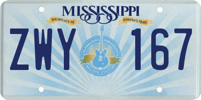 MS license plate ZWY167