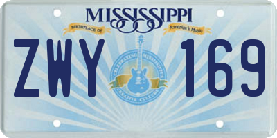 MS license plate ZWY169