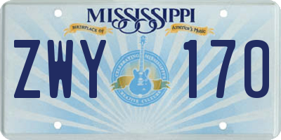 MS license plate ZWY170