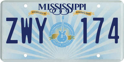 MS license plate ZWY174