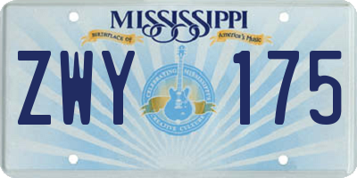 MS license plate ZWY175