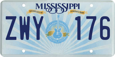 MS license plate ZWY176