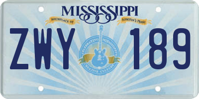 MS license plate ZWY189